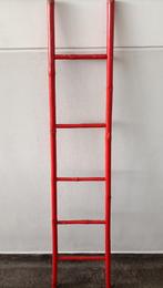vintage decoratieve ladder handdoekenrek bamboe rood, Huis en Inrichting, Woonaccessoires | Overige, Ophalen, Gebruikt