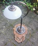 Staande lamp met glazen kap en bronzen voet, Antiek en Kunst, Ophalen of Verzenden
