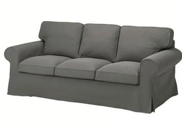 Gratis Ikea Ektorp 3 zits bank met grijze en groene hoezen - afbeelding 2