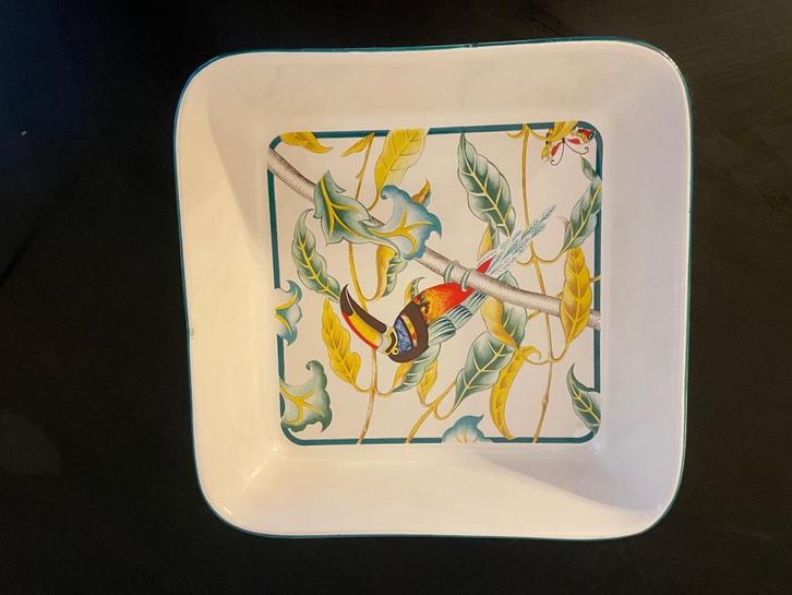 Franse ovenschaal met Toekan afbeelding. Jaren 80, Antiek en Kunst, Antiek | Servies los, Ophalen of Verzenden