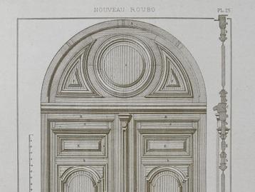 Originele litho 1900 -  Antieke Franse ontwerptekening deur beschikbaar voor biedingen