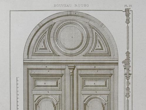 Originele litho 1900 -  Antieke Franse ontwerptekening deur, Antiek en Kunst, Kunst | Litho's en Zeefdrukken, Verzenden