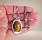 Grote 925 zilver THEODOR KLOTZ modernist tijgeroog hanger!, Overige voorstellingen, Verzenden, Zo goed als nieuw, X