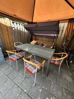Mooie tuinset compleet met 4 stoelen, Tuin en Terras, Tuinsets en Loungesets, Ophalen, Zo goed als nieuw