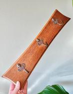 Vintage houten kapstok messing haken wandhaken, Ophalen of Verzenden, Gebruikt