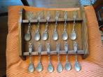 mooi houten lepelrek met 12 tinnen lepeltjes, Antiek en Kunst, Antiek | Tin, Ophalen of Verzenden