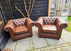 Chesterfield 🇬🇧set,bruin leer mancave industrieel, Huis en Inrichting, Fauteuils, Ophalen, Gebruikt, Mancave,retro,industrieel,vintage