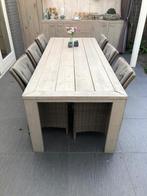 Tuintafel met 6 stoelen, Tuin en Terras, Tuinsets en Loungesets, Ophalen, 6 zitplaatsen, Steigerhout, Zo goed als nieuw