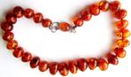 Prachtige Barnsteen Amber ketting, collier zilver 62 gr, Ophalen, Zilver, Ketting, Met edelsteen