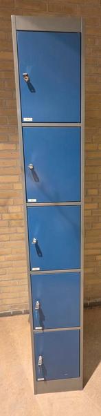 Blauwe metalen locker kast met 5 deuren, Ophalen of Verzenden, Gebruikt, Industrieel