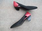SCHOENEN Zwart suede met rood leer maat 38 nieuw kleine hak, Schoenen met lage hakken, Marina Muraro Italiaans, Zwart, Nieuw