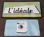 2x oud antiek emaille reclamebord wasmachines Belgie, Ophalen, Gebruikt, Reclamebord