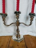 Verzilverde kandelaar met 3 armen, hoog 25 cm, Antiek en Kunst, Ophalen of Verzenden