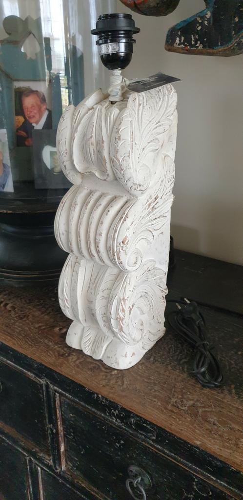 Poerlamp, aura peeperkorn, h 45 cm, houtsnijwerk, Huis en Inrichting, Lampen | Tafellampen, Zo goed als nieuw, Minder dan 50 cm