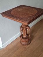 Houten bijzettafel met olifanten, geen ivoor aanwezig, Antiek en Kunst, Ophalen