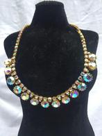Vintage ketting met Aurora Borealis steentjes gold plated, Sieraden, Tassen en Uiterlijk, Overige materialen, Gebruikt, Onbekend