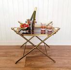 Vintage messing design tafel Maison Baguès, Huis en Inrichting, Tafels | Sidetables, Ophalen of Verzenden, Zo goed als nieuw, 25 tot 50 cm