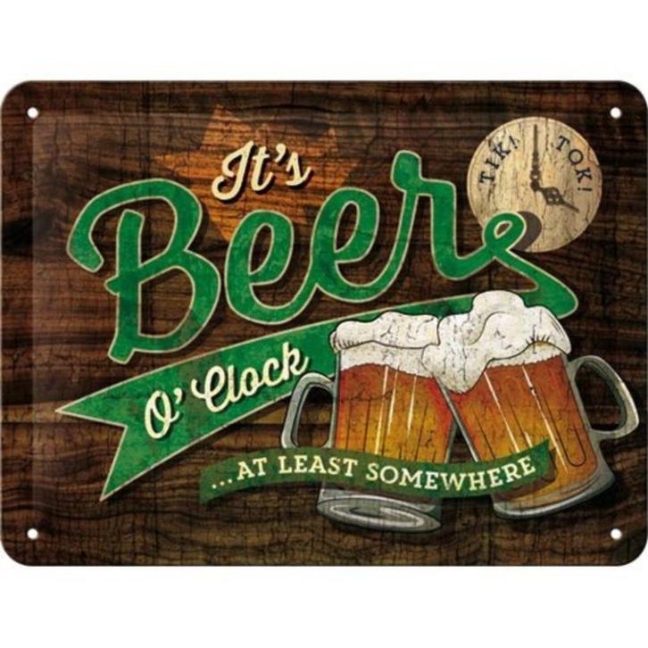 Its beer o clock somewhere bier relief metalen reclamebord, Huis en Inrichting, Woonaccessoires | Tekstborden en Spreuken, Nieuw