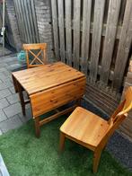 Houten tafel uitklapbaar met stoelen, Huis en Inrichting, Tafels | Eettafels, Ophalen, Gebruikt, Rechthoekig, 50 tot 100 cm