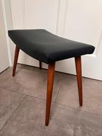 Vintage voetenbankje / krukje - zwart skai, Huis en Inrichting, Banken | Voetenbanken en Poefen, Minder dan 50 cm, Gebruikt, Rechthoekig