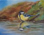 schilderij koolmees 273 - origineel cadeau - vogelschilderij, Ophalen of Verzenden