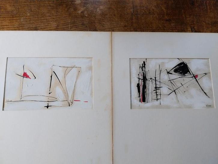 2 composities van T.Visser uit 1989., Antiek en Kunst, Kunst | Schilderijen | Modern, Ophalen of Verzenden