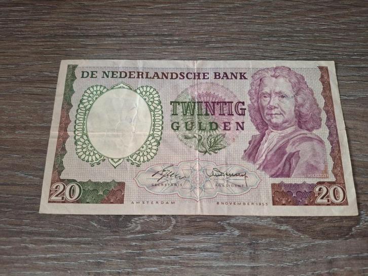 Biljet 20 gulden Boerhaave, 1955, Postzegels en Munten, Bankbiljetten | Nederland, 25 gulden, Ophalen of Verzenden