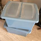 2x Kunststof Opbergkisten plastic opbergbakken met Deksel, Ophalen, Kunststof, Gebruikt, 50 tot 100 cm
