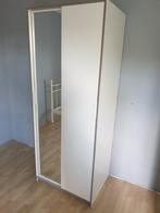 Witte kledingkast met schuifdeuren en spiegel, Ophalen, Met hangruimte, 50 tot 100 cm, Zo goed als nieuw