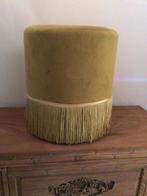 Velours poef oud okergeel, Minder dan 50 cm, Rond, Minder dan 50 cm, Ophalen of Verzenden