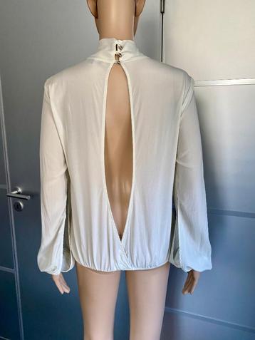 i514 Patrizia Pepe maat 38=M zijden blouse top gebr. wit beschikbaar voor biedingen