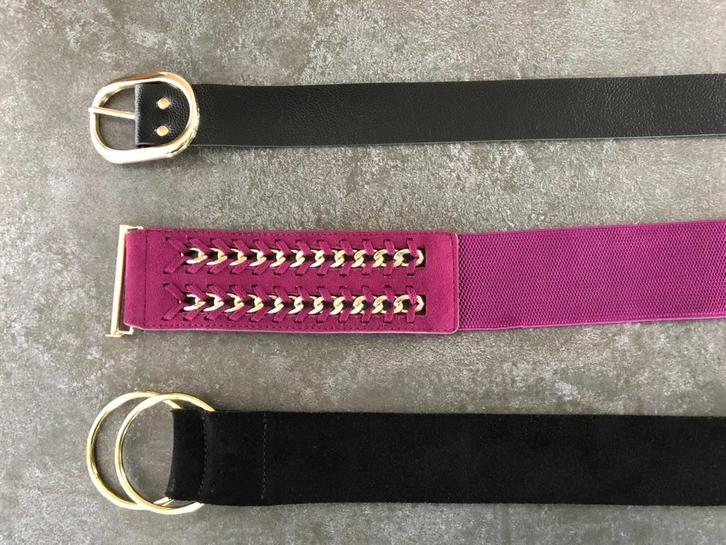 3 dames riemen, Kleding | Dames, Riemen en Ceinturen, Gedragen, Tailleriem, 100 cm of meer, 5 cm of meer, Zwart, Verzenden