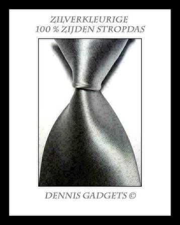 Dennis Gadgets: Zilverkleurige 100 % zijden stropdas  DG2000 beschikbaar voor biedingen
