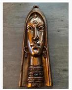 Prachtig Afrikaans metalen design wandstuk vrouw 32x10 cm, Ophalen of Verzenden
