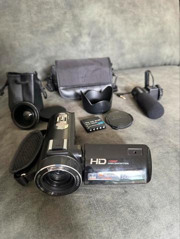 DVC HD camcorder + microfoon, groothoeklens, tas & meer! beschikbaar voor biedingen