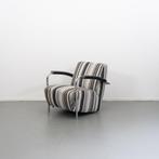 6x Leolux Scylla fauteuil zwart/grijs/wit gestreepte stof, Huis en Inrichting, Fauteuils, Niet ingevuld, Ophalen of Verzenden
