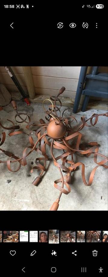 2x Vintage metalen hanglamp – roestkleur – industriële stijl beschikbaar voor biedingen