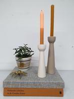 Set (2) kaarsenhouder keramiek. Deense kaarsenstandaard., Overige materialen, Crème, ., Ophalen of Verzenden