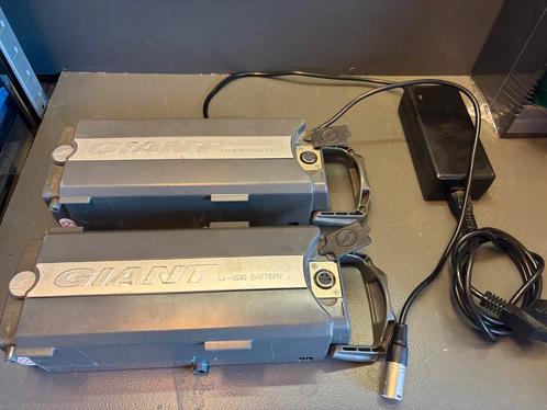 Giant Li-ion Batterijen + Oplader, Fietsen en Brommers, Fietsaccessoires | Fietsaccu's, Gebruikt, Ophalen