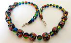 Vintage mooie ketting lucite kralen ingelegd met steentjes, Verzenden, Zo goed als nieuw