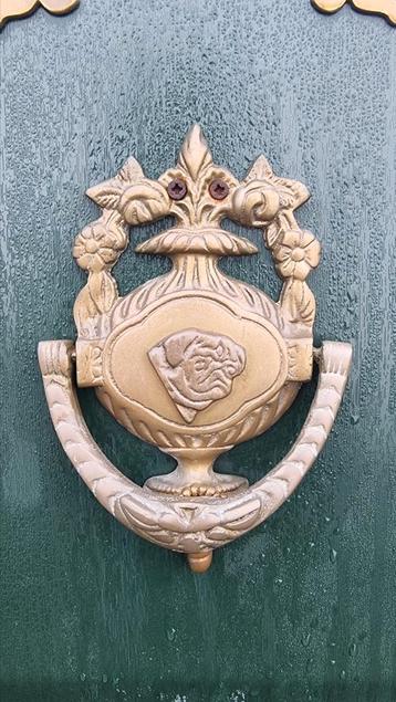 Antieke koperen Deurklopper Bulldog 17x11cm
 beschikbaar voor biedingen