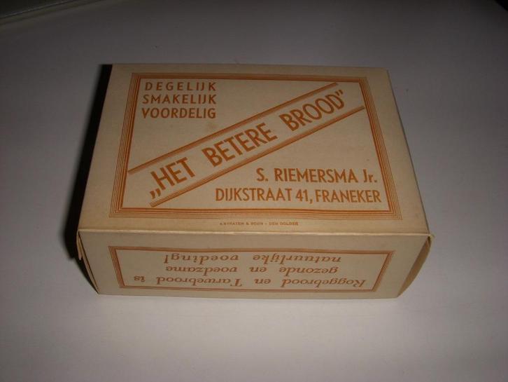 Oude verpakking ' Het Betere Brood' S.Riemersma Franeker, Verzamelen, Merken en Reclamevoorwerpen, Gebruikt, Verpakking, Ophalen of Verzenden