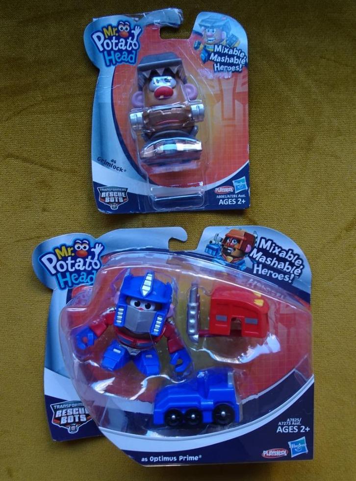 2x Mr. Potato Head Transformers: Optimus Prime + Grimlock, Verzamelen, Transformers, Zo goed als nieuw, Overige generaties, Overige rassen