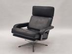 Vintage fauteuil Leolux zwart leren draaistoel easy chair, Huis en Inrichting, Fauteuils, Ophalen, Gebruikt, ., 75 tot 100 cm