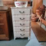 Brocante oude cremekleurige smalle ladekast, Ophalen, Minder dan 50 cm, Gebruikt, Brocante La Campagne