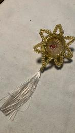 Vintage antieke kerstbal, deukbal ster geel leonisch draad, Diversen, Kerst, Ophalen of Verzenden, Zo goed als nieuw