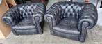 2x Muylaert Chesterfield club fauteuil antraciet + BEZORGING, Huis en Inrichting, Fauteuils, Muylaert, Gebruikt, ., Chesterfield