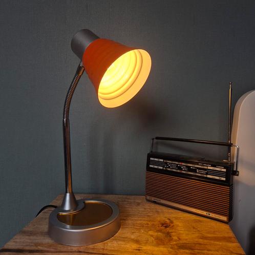 Oranje Retro Vintage Bureaulamp, Huis en Inrichting, Lampen | Tafellampen, Zo goed als nieuw, Minder dan 50 cm, Metaal, Ophalen of Verzenden