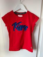 Vingino T-shirt – Rood met Blauwe Kiss Print – Maat 8 jaar, Meisje, Ophalen of Verzenden, Zo goed als nieuw, Vingino