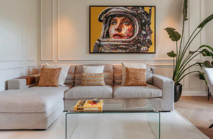 Decor Milan 3-zits bank grijs/beige, Huis en Inrichting, Banken | Bankstellen, Zo goed als nieuw, Hoekbank, Driepersoons, 300 cm of meer